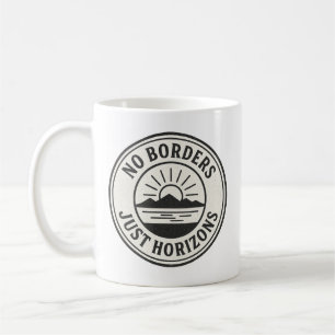 Vintage Stamp – “No Borders, Just Horizons”. Coffee Mug