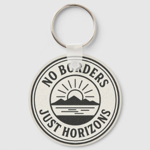 Vintage Stamp – “No Borders, Just Horizons” Key Ring