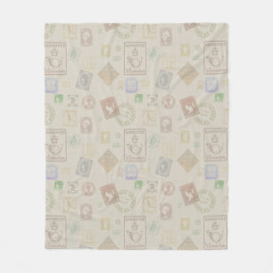 Vintage Stamp Pattern Fleece Blanket