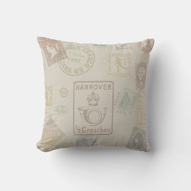 Vintage Stamp Pillow (Front)
