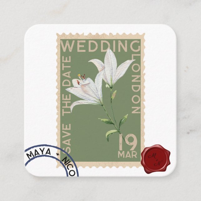 Vintage Stamp RSVP Enclosure Card (Front)