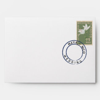 Vintage stamp wedding envelope