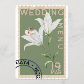 Vintage stamp Wedding Menu