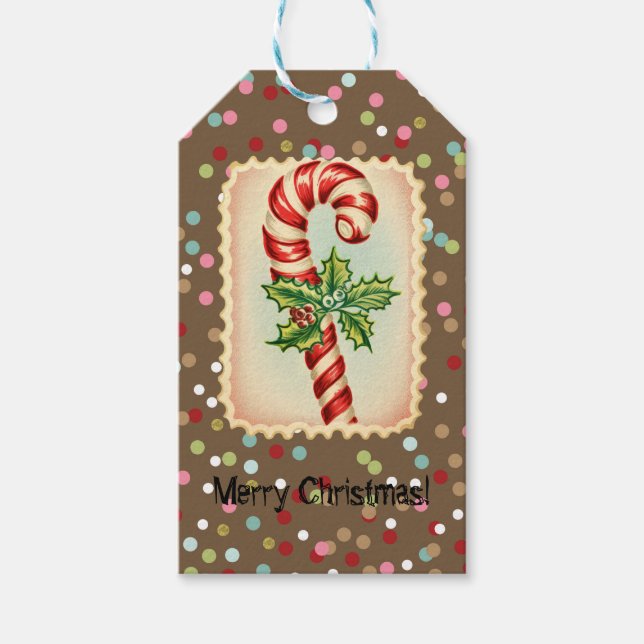 Vintage Stamps Christmas Candy Gift Tags (Front)
