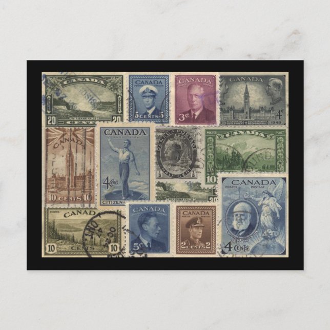 Vintage Stamps Collage Postcard (Front)
