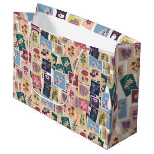 Vintage Stamps Collection,Retro Theme Large Gift Bag