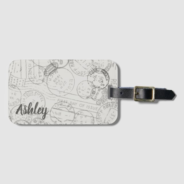 Vintage Stamps Luggage Tag (Front Horizontal)