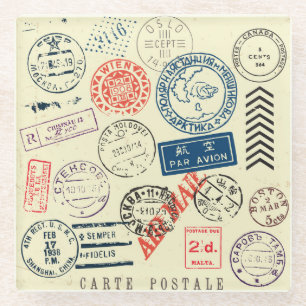 Vintage Stamps: Timeless Decor Collection Glass Coaster