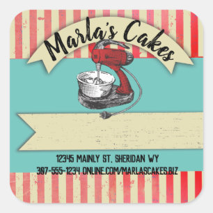 Vintage stand mixer bakery pastry chef cake artist square sticker