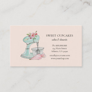 Vintage Stand mixer pink bakery Business Card