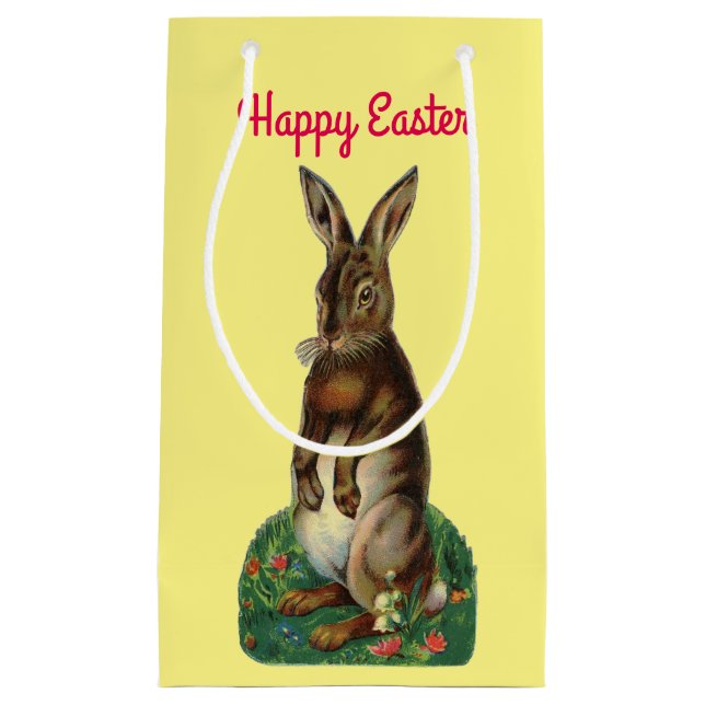 Vintage Standing Bunny Small Gift Bag (Front)