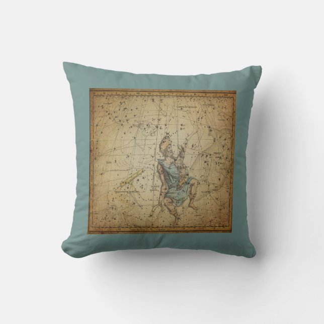 Vintage Star Chart of Auriga Constellation Cushion (Front)