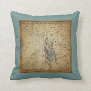 Vintage Star Chart of Auriga Constellation Cushion