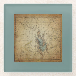 Vintage Star Chart of Auriga Constellation Glass Coaster