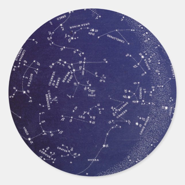 Vintage Star Constellation Map Classic Round Sticker (Front)