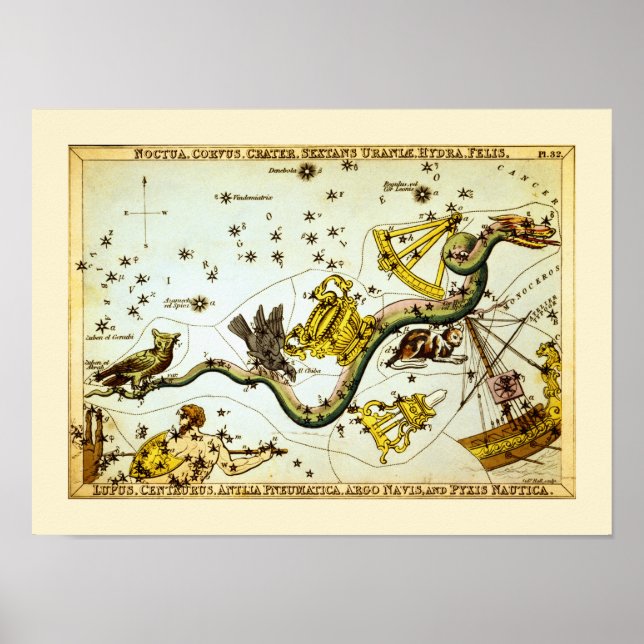 Vintage Star Map - Constellation Atlas Poster (Front)