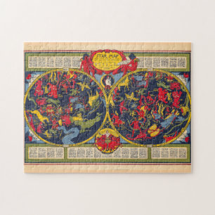 Vintage Star Map Constellations Celestial Chart Jigsaw Puzzle