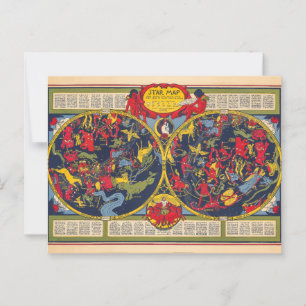 Vintage Star Map Constellations Celestial Chart Postcard