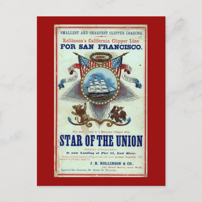 Vintage Star of Union Advertisement Postcard (Front)