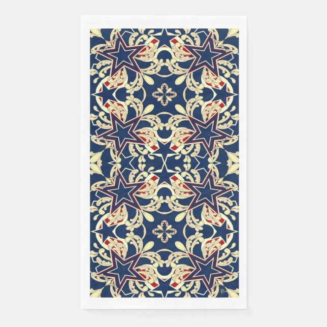 Vintage Star-Spangled Americana Design Napkin (Front)