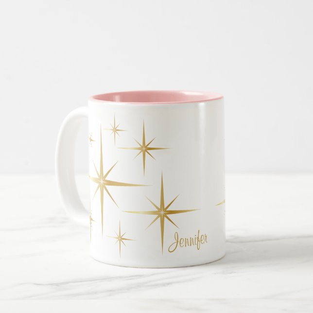 Vintage Starburst Personalised Coffee Mug (Front Left)