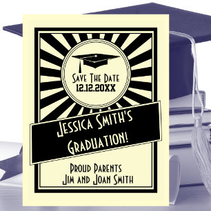 Vintage Starburst Save The Date Graduation Party Announcement Postcard