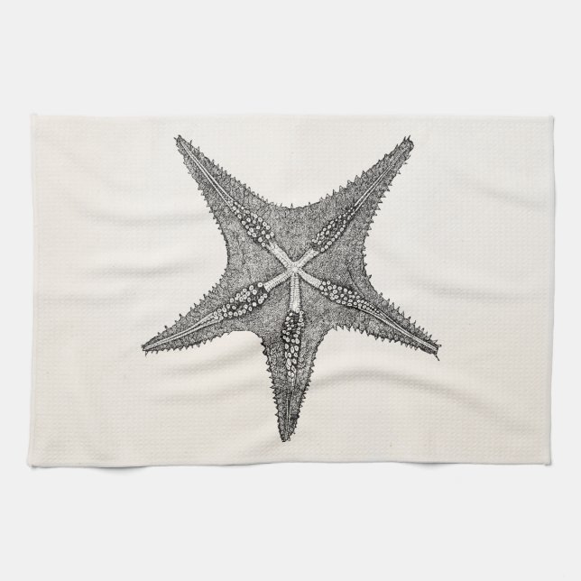 Vintage Starfish Antique Star Fish Template Tea Towel (Horizontal)
