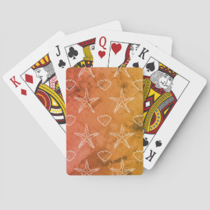Vintage Starfish Seashell Sketch Pattern Playing Cards