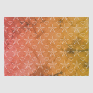 Vintage Starfish Seashell Sketch Pattern Tissue Paper