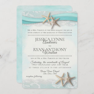 Vintage Starfish Tropical Beach Rustic Invitation