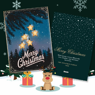 Vintage Starry Night Christmas Greetings Holiday C