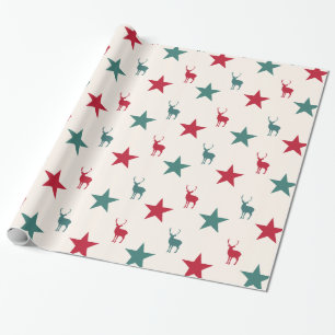 Vintage Stars and Reindeer Wrapping Paper