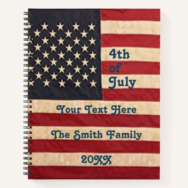Vintage Stars and Stripes American Flag Custom Notebook (Front)