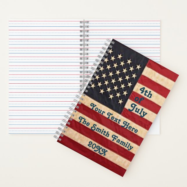 Vintage Stars and Stripes American Flag Custom Notebook (Inside)