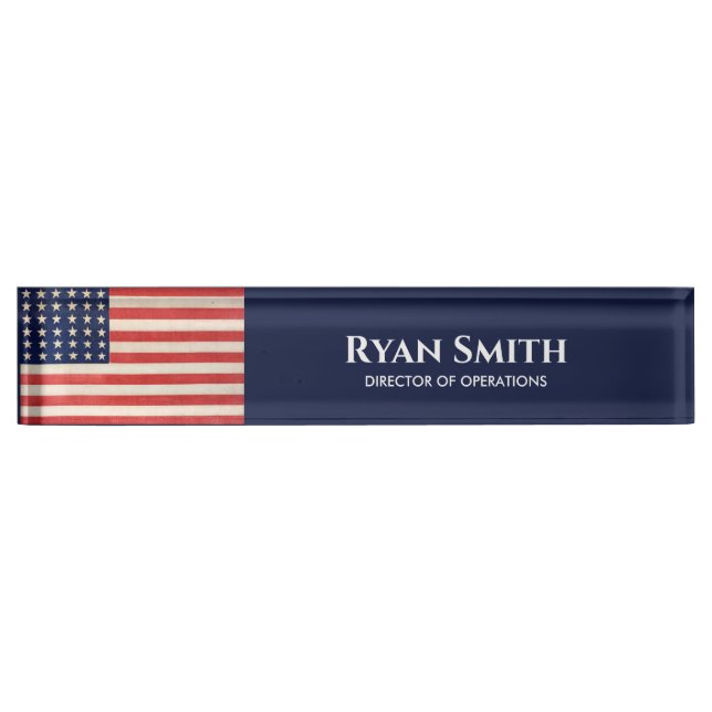 Vintage Stars and Stripes American Flag Nameplate (Front)