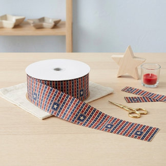 Vintage Stars and Stripes Patriotic American Theme Grosgrain Ribbon