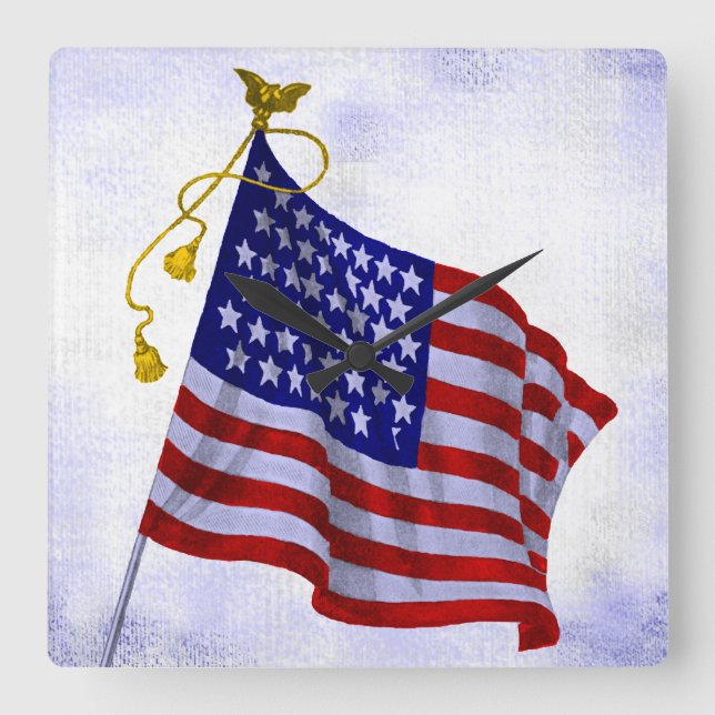 Vintage Stars and Stripes US Flag Clock (Front)