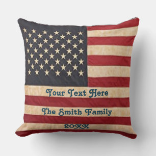 Vintage Stars and Stripes Weathered American Flag Cushion