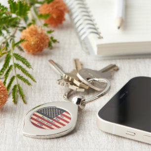 Vintage Stars and Stripes Weathered American Flag Key Ring