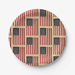 Vintage Stars and Stripes Weathered American Flag Paper Plate