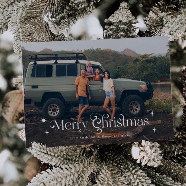 Vintage Stars Merry Christmas Photo Holiday Card (Creator Uploaded)