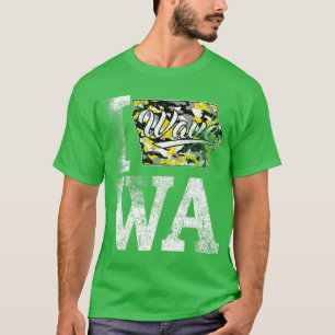 Vintage State of Iowa Trendy Wave Iowans Black Yel T-Shirt