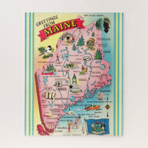 Vintage State of Maine 16x20 Jigsaw Puzzle