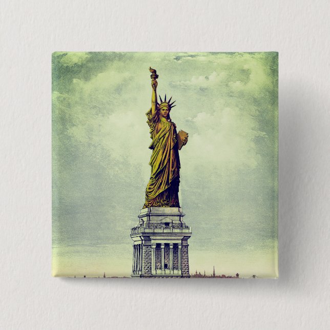 Vintage Statue of Liberty 15 Cm Square Badge (Front)
