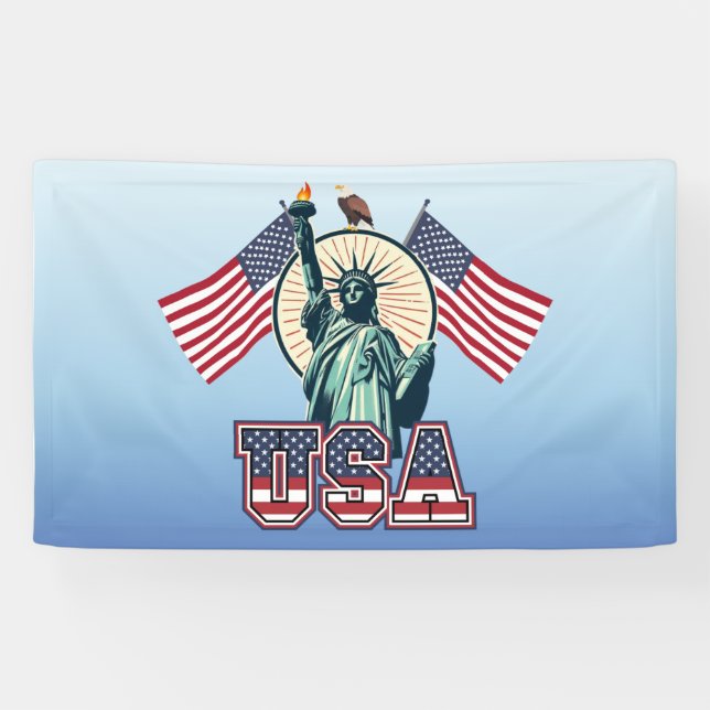 Vintage, Statue of Liberty  Banner (Horizontal)