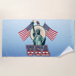 Vintage, Statue of Liberty Beach Towel