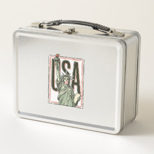 Vintage Statue of Liberty Bubblegum Graphic Tee_1 Metal Lunch Box