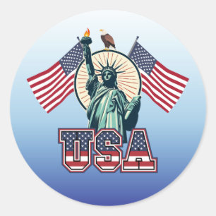 Vintage, Statue of Liberty Classic Round Sticker