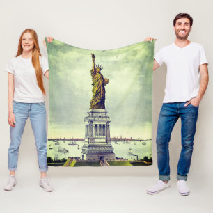 Vintage Statue of Liberty Fleece Blanket
