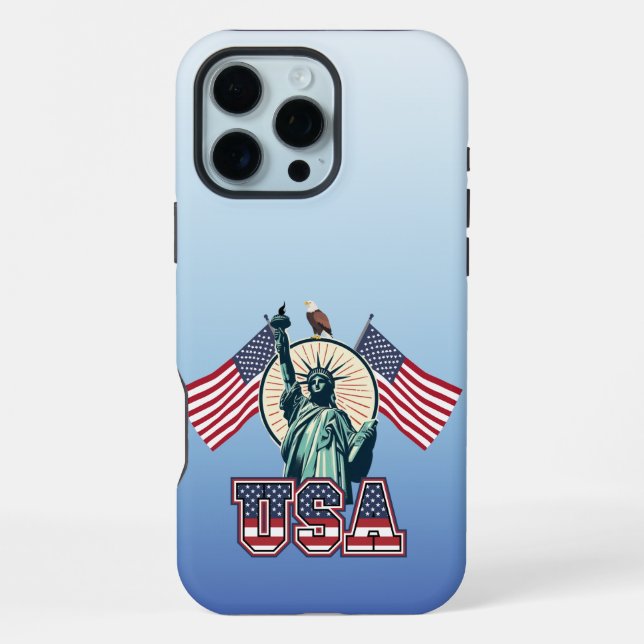 Vintage, Statue of Liberty iPhone Case (Back)